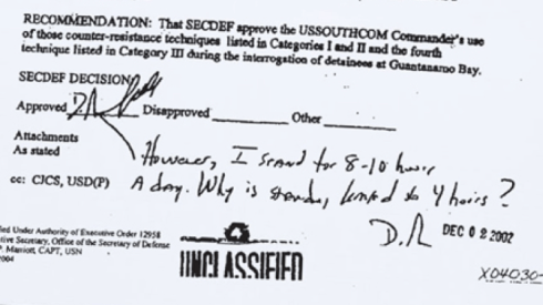 RUMSFELD STANDS FOR EIGHT HOURS